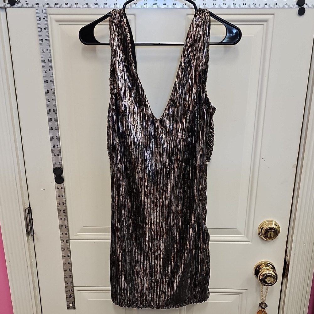 Party, Prom, Dance, Vacation, Metallic V-Neck, Mini, Dress, Travel, Vegas, Bride